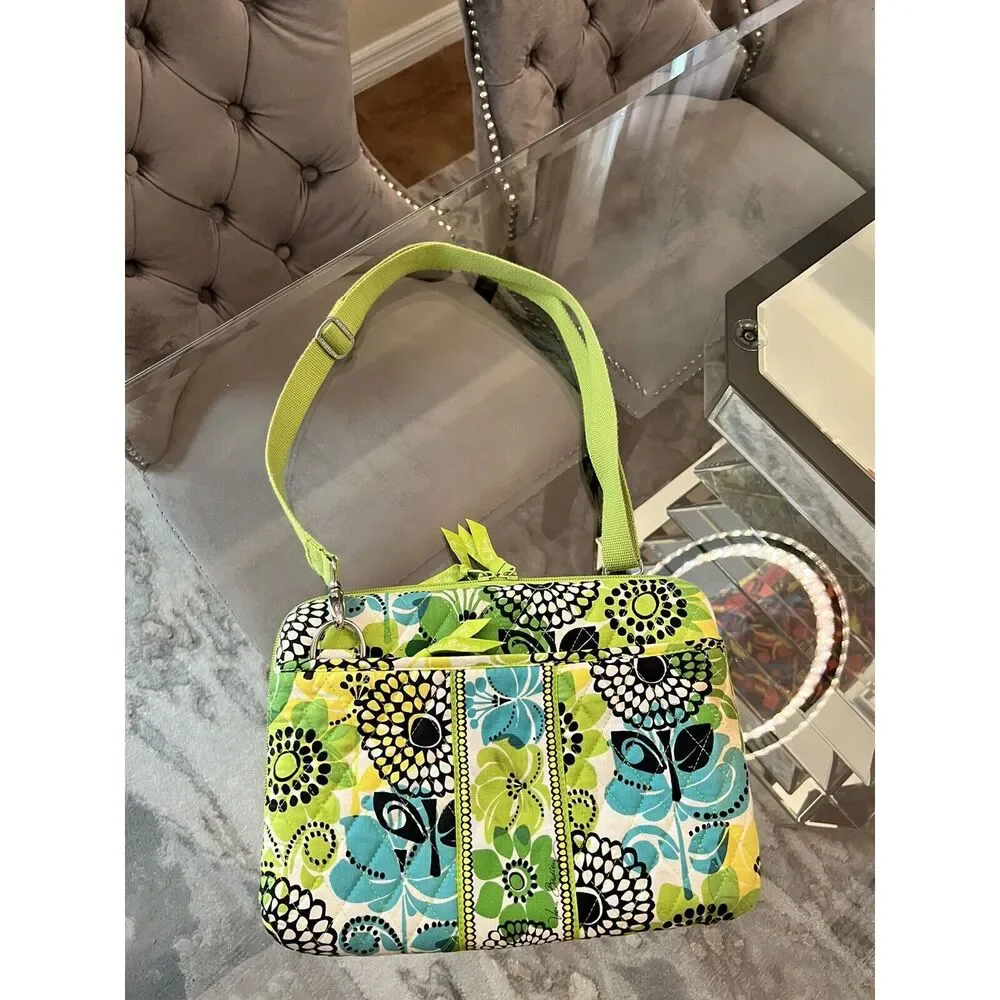 Vera Bradley Hard Shell Computer Zip Case Lime’s Up! 12”x9” CROSS Shoulder Strap